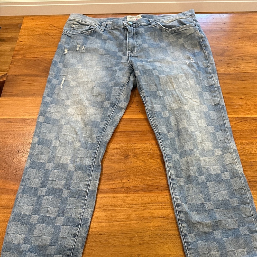 Current Elliot Checkered “The Fling”. Cropped Jeans